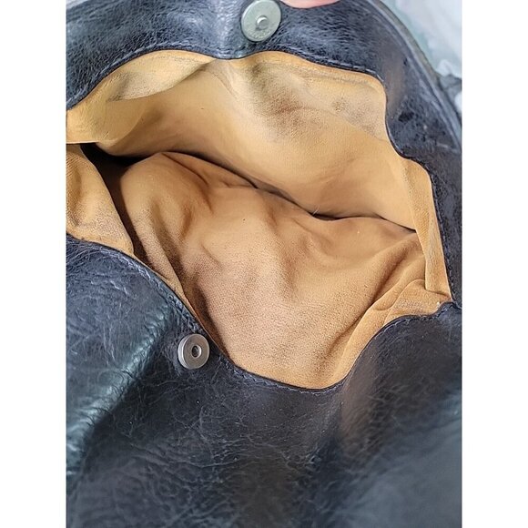 Patricia Nash Satchel Purse Tooled Studded Black Leather 13W x 10H Bottom Studs - Picture 9 of 16